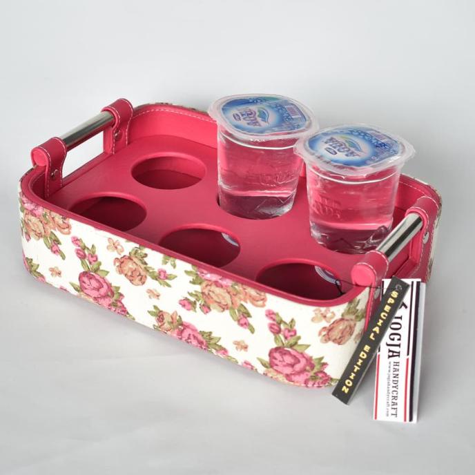 

Ready Oke] Lucu - Tray Aqua Gelas / Tempat Air Mineral Kulit - Pink Shabby Isi 6