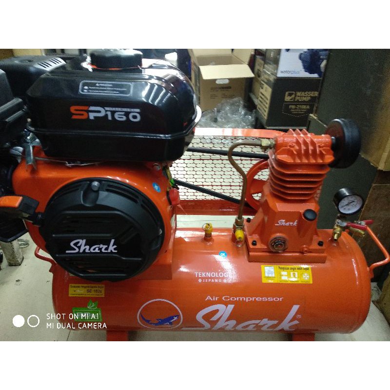 CUCI GUDANG    Kompressor SHARK 1/4HP WITH ENGINE SHARK SP160 PREMIUM(5,5HP) GARANSI 6BLN