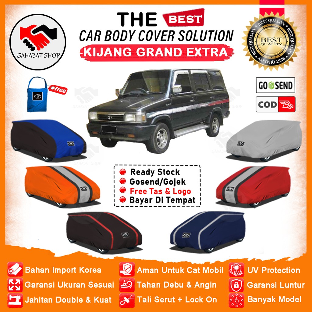 Sahabat Body Cover Mobil Kijang / Sarung Penutup Toyota Kijang Grand Extra Outdoor / Tutup Mantel Selimut Kerudung Kelambu Pelindung Jas Mantol Terpal Bungkus Kerodong Pembungkus Tutupan Mobil Kijang Waterproof Anti Air Model Orange