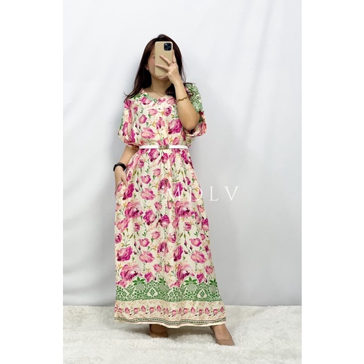 MDLV ~ 91009# Homewear Maxi Dress Maxi Flower Bigsize Dress Oversize Fashion Import