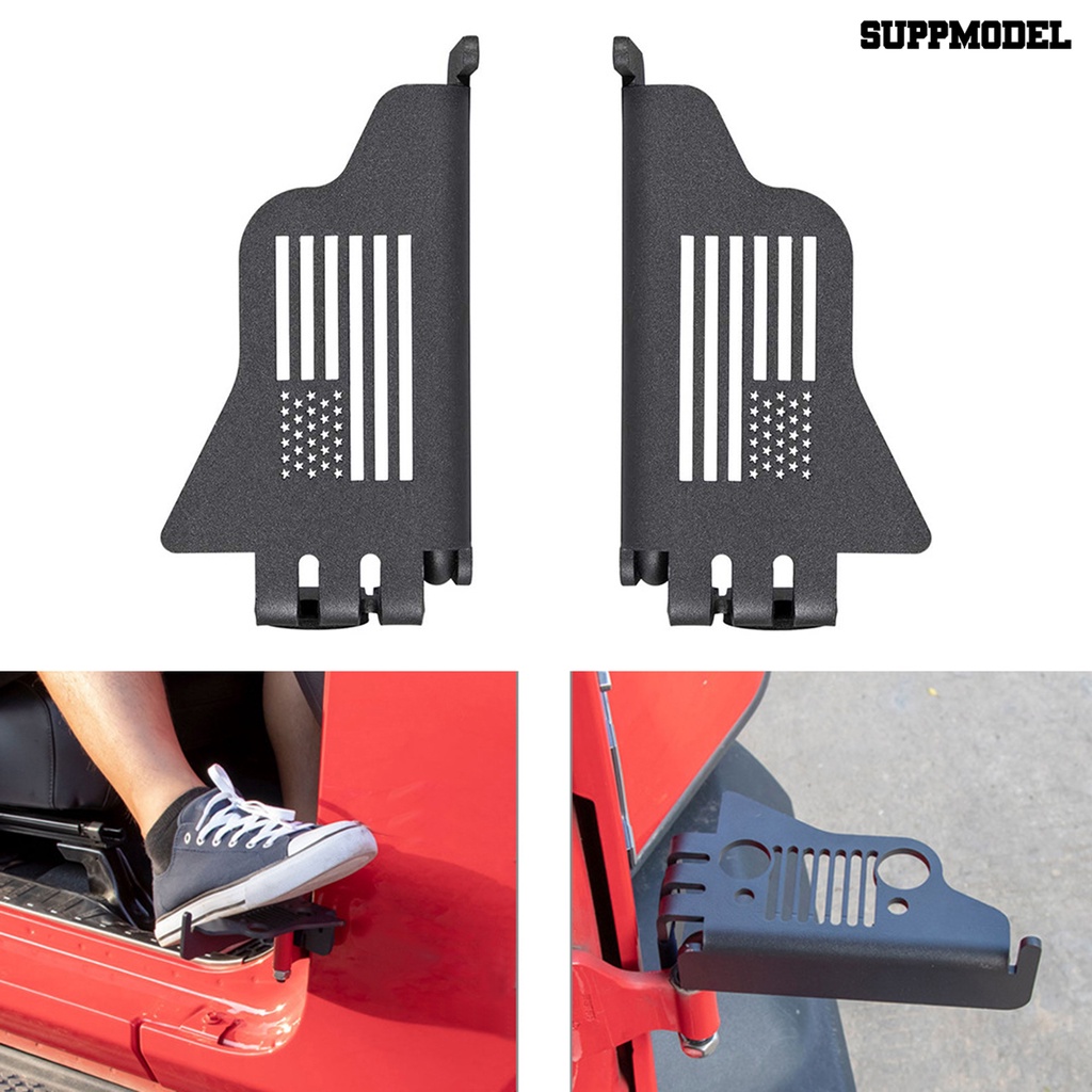 2pcs Pedal Engsel Pintu Samping Mobil Bahan Aluminum Motif Bendera Amerika Untuk Jeep Wrangler 07-20