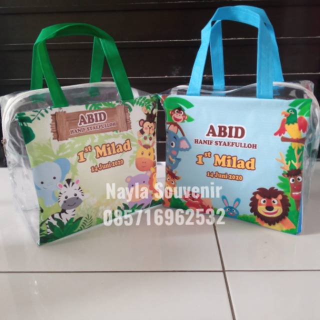 CUSTOM tas ultah resleting full mika animal