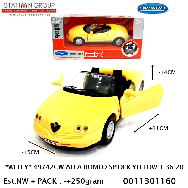 WELLY 49742CW ALFA ROMEO SPIDER YELLOW 1-36 20 DIECAST