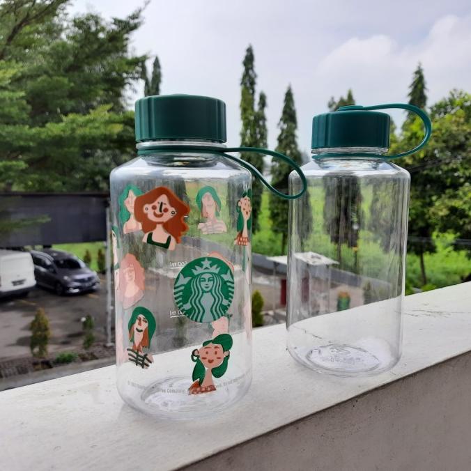 botol minum besar 1 liter / botol minum model mirip starbucks x kreaby