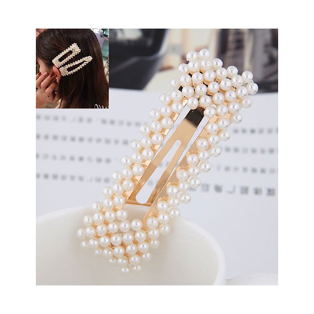 LRC Jepit Rambut Fashion Pearl Square Hairpin A57695