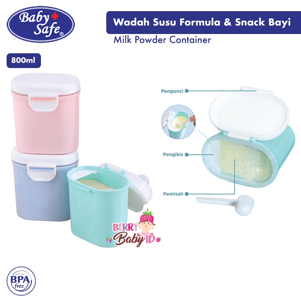 Baby Safe Milk Powder Container 800 ml Kontainer Susu Formula Snack Bayi BBS086 Berry Mart