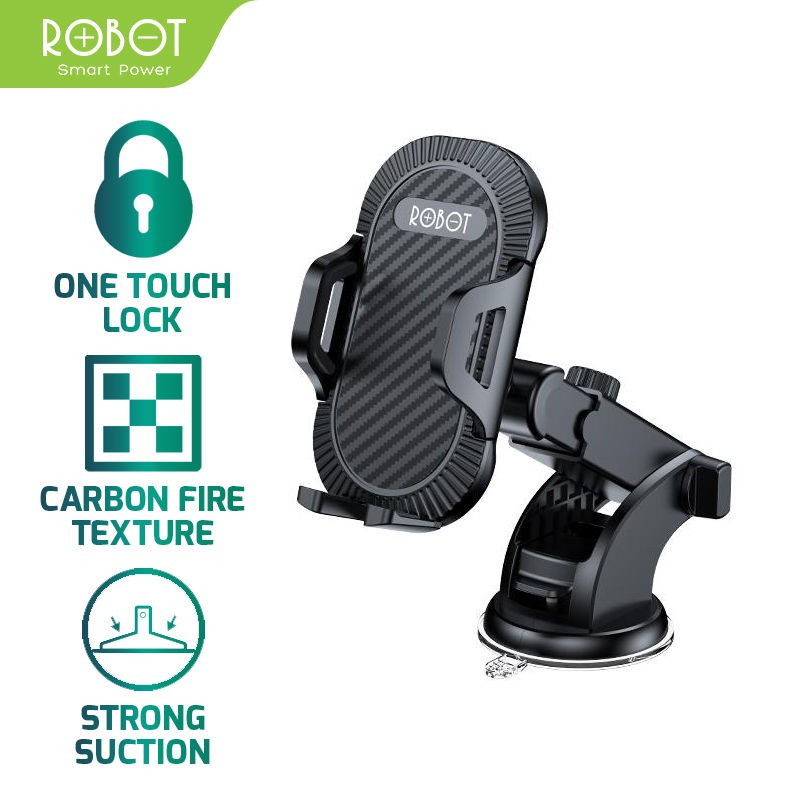 ROBOT RT-CH12 Suction Cup Automatic Lock 360 ° Universal Car Holder Original - Garansi 1 Tahun