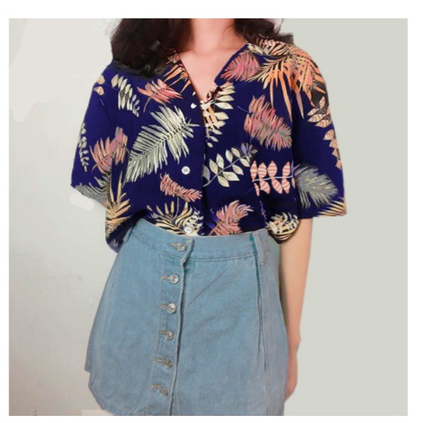 FANESAFASHION kemeja wanita PALM  LD 92cm PENDEK