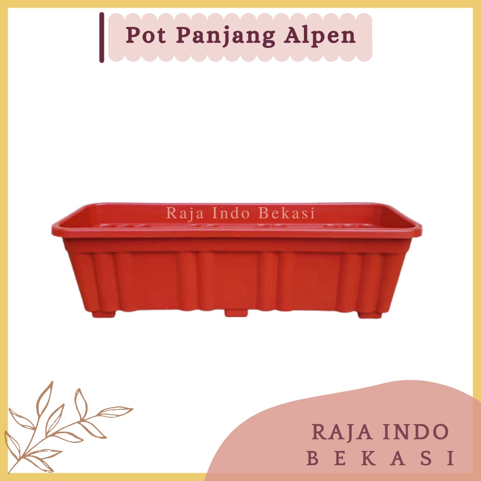 RAJAINDOBEKASI Pot Panjang Alpen 50 Coklat Merah Bata Pot Bunga Segi Panjang 50cm 70cm Pot Panjang Plastik Putih Murah Gantung - Pot Panjang 50