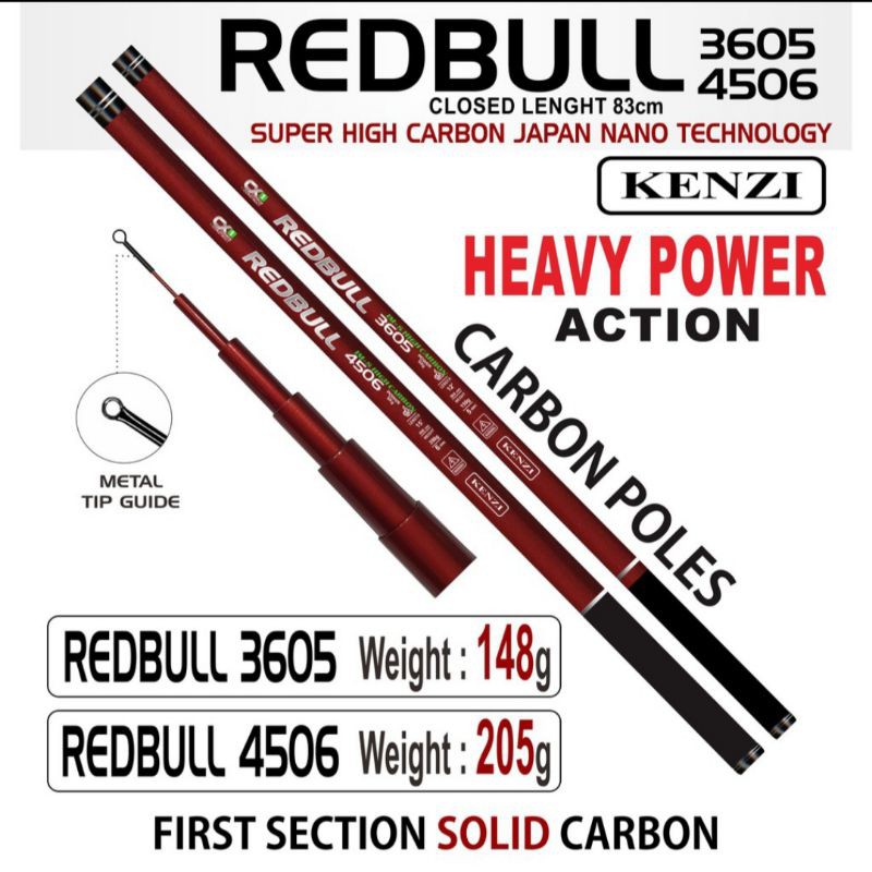 joran pole / tegek / bebekan carbon new kenzi Redbull