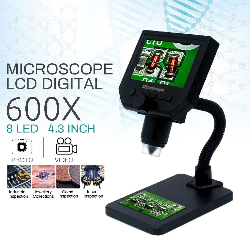 Microscope Digital Camera 600x Dengan Layar Lcd 4 3 Inch Hd Shopee Indonesia