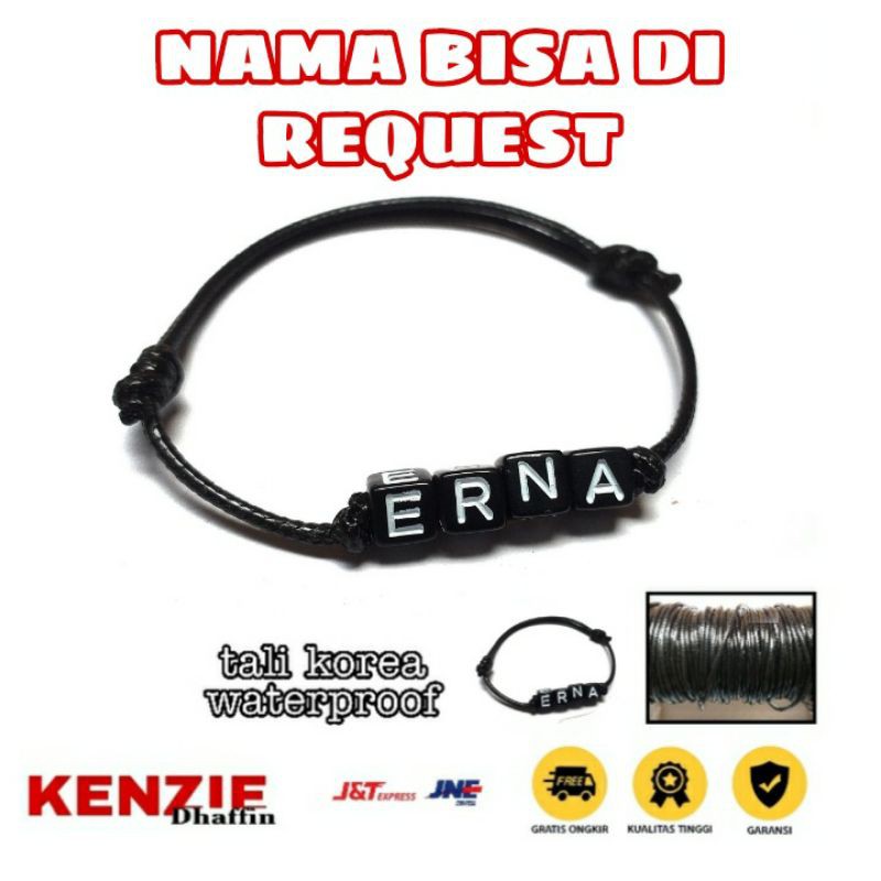 Gelang nama / Gelang tali nama / gelang tali waterproof/ gelang cowok / gelang cewek /gelang inisial
