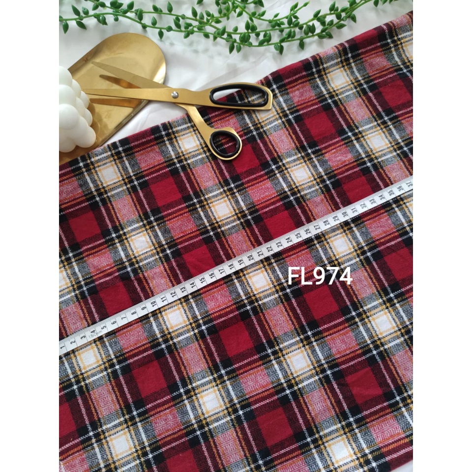 MERAH kain flanel bahan kotak katun yarndyed harga per 0.5meter/kain meteran happychild