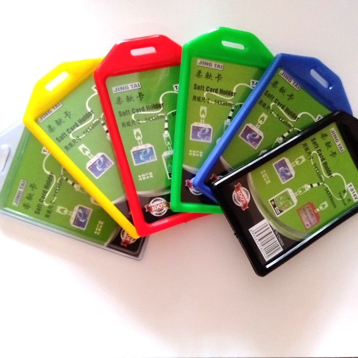 

ID Card T-014V per 5 pcs / Soft Crad Holder T-014V / Varian Warna Hitam - Biru - Merah - Hijau / ID Card