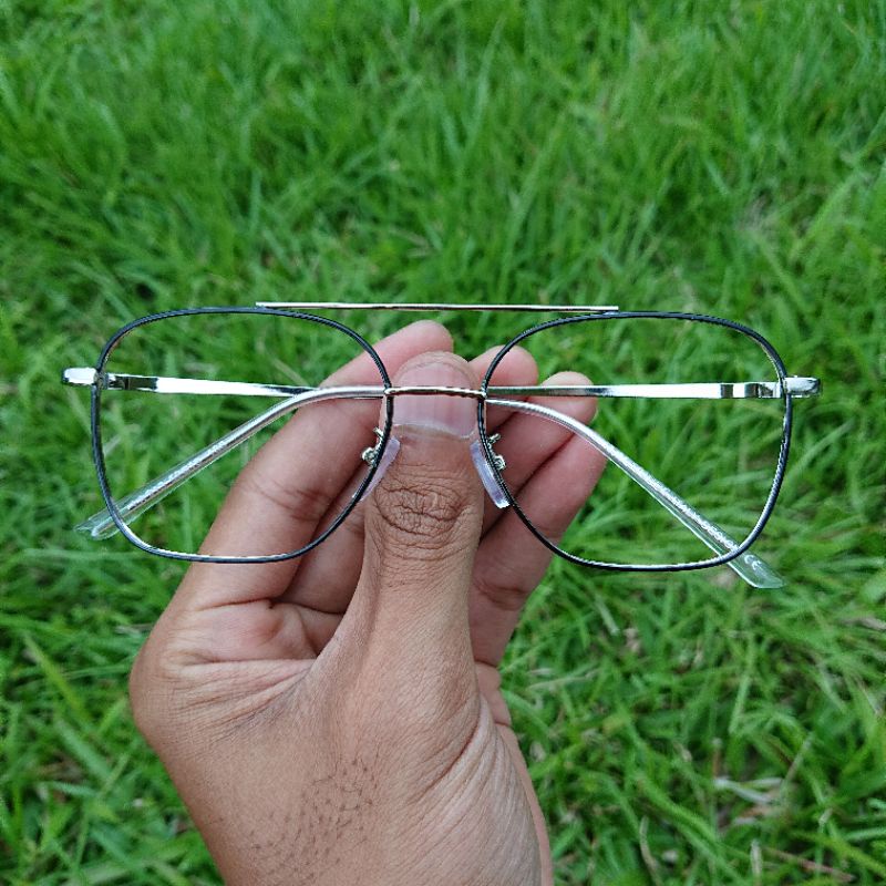 (BISA COD) KACAMATA RETRO DOUBLE BRIDGE PRIA/WANITA PHOTOCROMIC/ANTIRADIASI/MINUS/CYLINDER