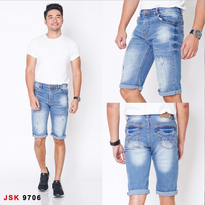 [SIZE 28-34] CALVIN 7/8 Short Pants Jeans - 4 WARNA / Celana Pendek Pria Bigsize