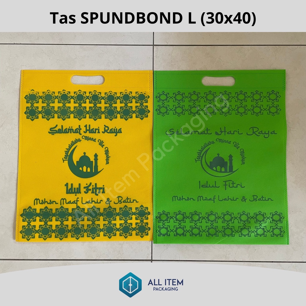 

Tas Spundbond L (30x40) / Tas Kain IDUL FITRI / Spunbond Oval @12 Pcs