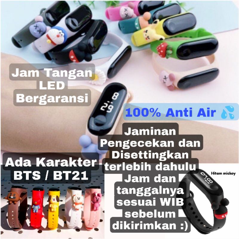 Jam Tangan Anak Led Motif BTS BT21 dan Kartun Tahan Air / Jam Tangan Anak Elektronik Karakter IMPORT