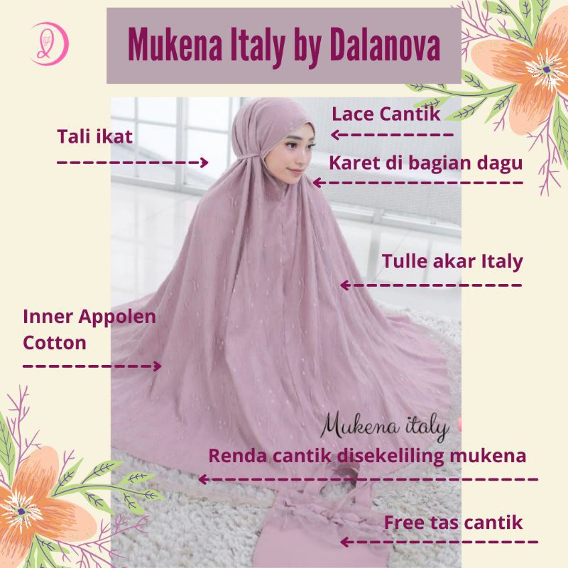 MUKENA RENDA TERBARU ITALY ORI BURKAT COUPLE IBU DAN ANAK BY DALANOVA