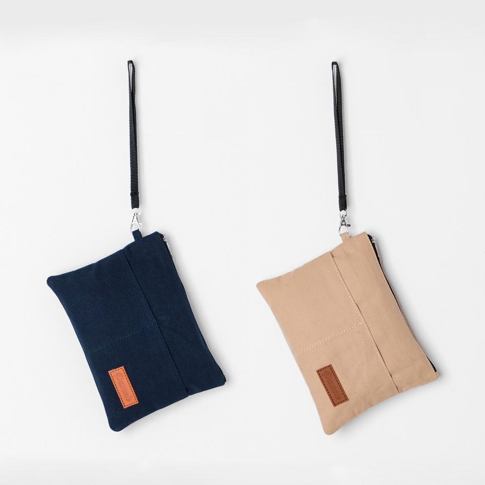 Pamole - Pouch Kekinian Bahan Kanvas Penutup Resleting