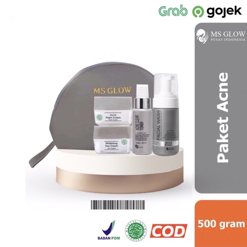 MSGLOW MS GLOW PAKET ACNE SERIES DAY CREAM BB CREAM WHITE CELL DNA