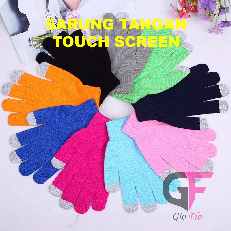 GIOFLO Sarung Tangan Touch Screen Sepeda Motor Layar Sentuh Full Jari Finger Rajut (Banyak Pilihan)