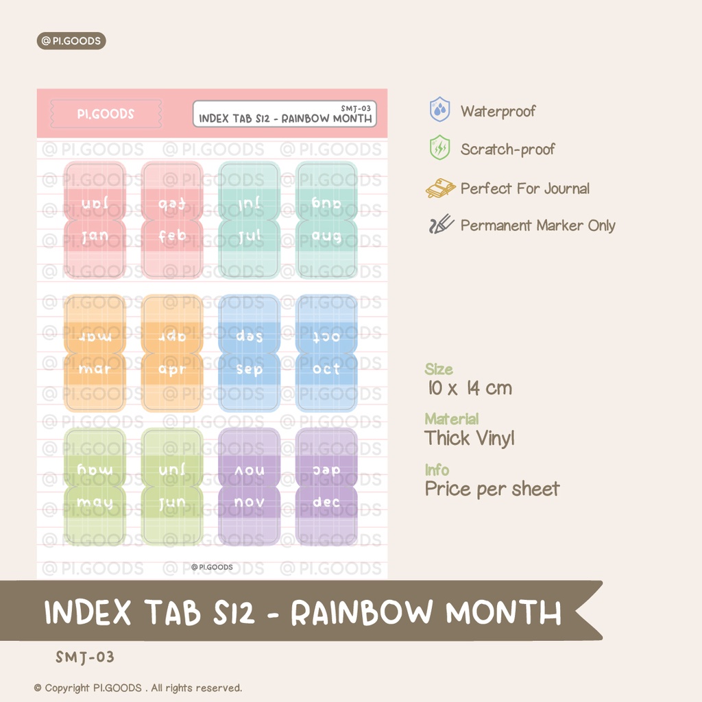 

Index Tab S12 Sticker - Rainbow Month [Pi.Goods]