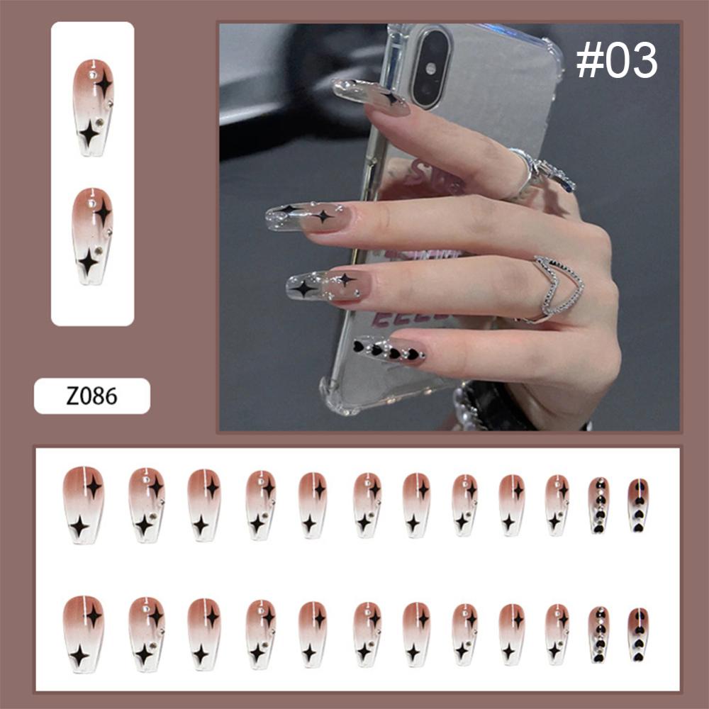 Timekey 24pcs / set Kuku Palsu Bisa Dilepas Untuk Aksesoris Nail Art / Manicure A3K2