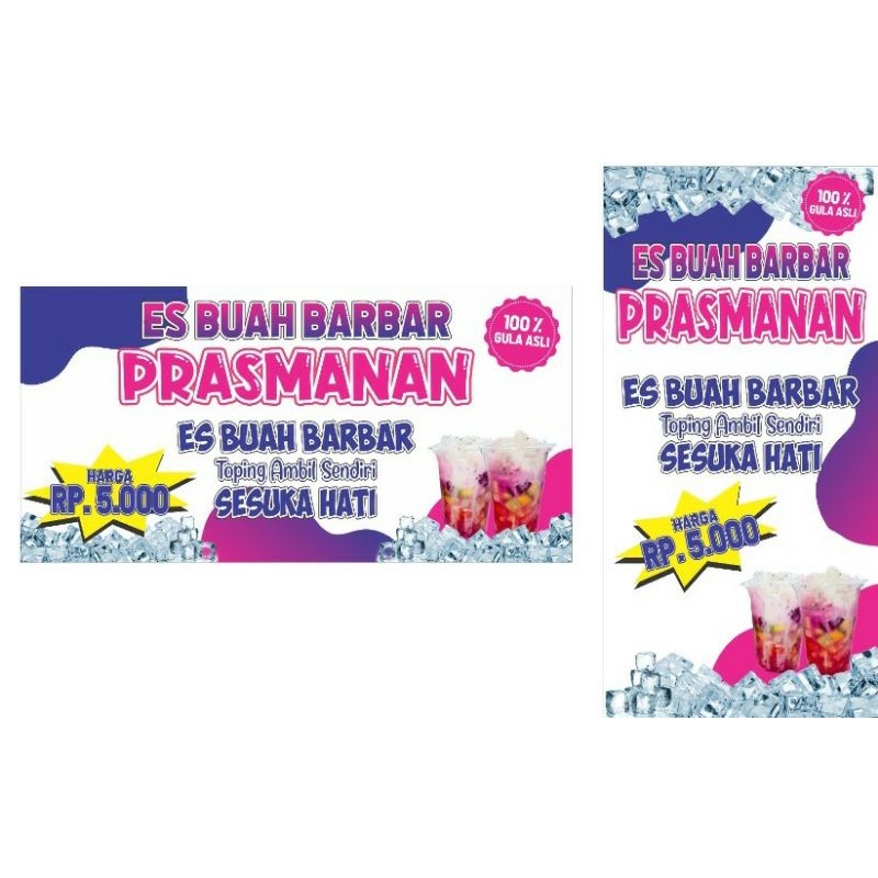 Spanduk Banner Es Buah BarBar Prasmanan Free Desain sesuai contoh