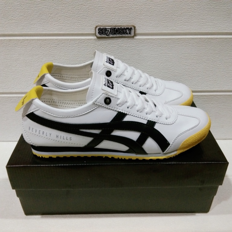 Sneakers Pria Beverly Hills White Black  Yellow Sepatu Tali Pria