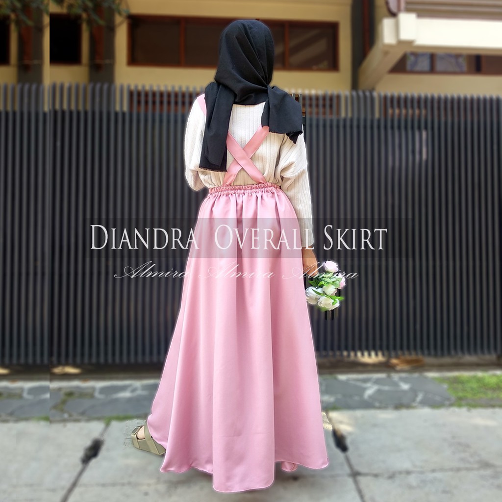 Overall Wanita Rok Panjang Baju Kodok Overal Dewasa Polos Muslimah Diandra Skirt Griyaraditya Almira