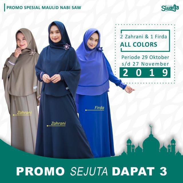 Promo PAKET HEMAT 1 JUTA 3 SET GAMIS (ZAHRANI Firda) By Swarga Hijab Murah Murah