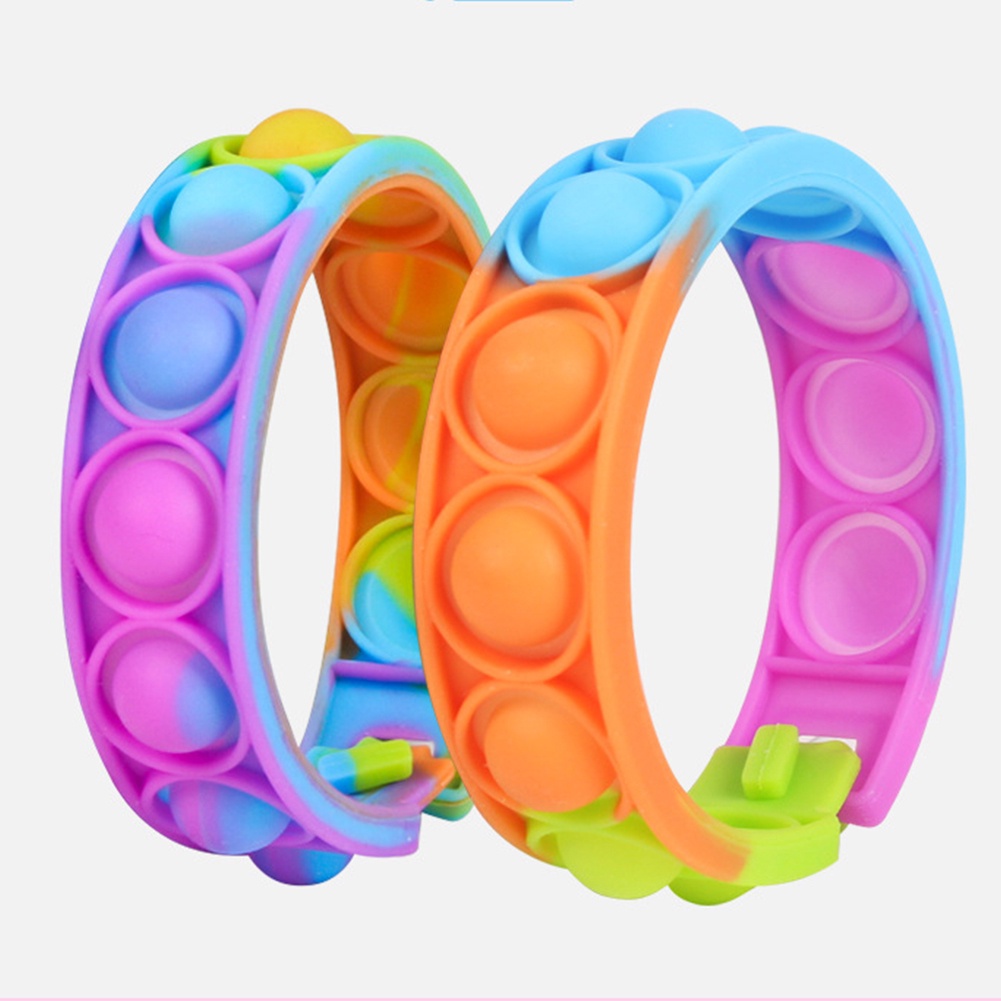 【TK】Pop It Multicolor Push Toy Fidget Toys Bracelet Bubble Silicone Keychain Stress Reliever Soft Squishy Anti-Stress Gift Anti Stress Bracelet Reliver Stress Toys