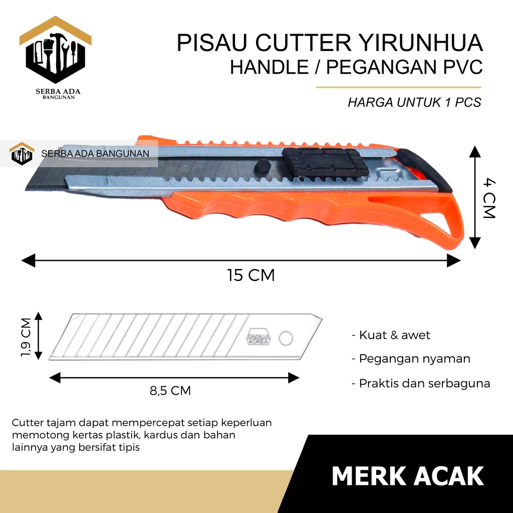 Pisau Cutter Besi Ukuran Besar Pemotong Murah YIRUNHUA ORIGINAL l SUPER TAJAM