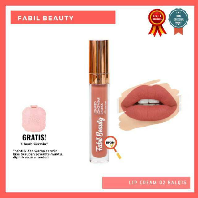Fabil Lipstik 02.BALQIS-Coklat Nude with Moringa. 4.5gram BPOM NA18191305823. Matte Lembut Ringan