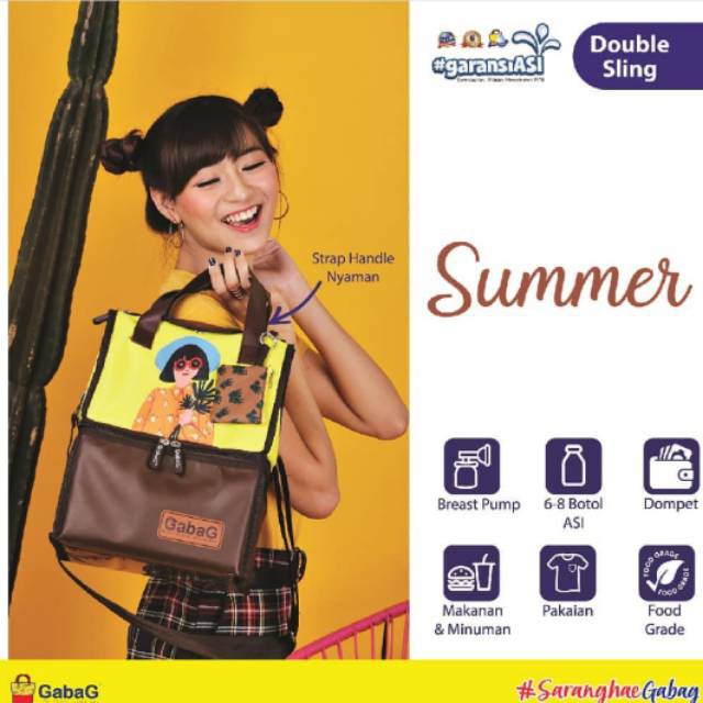 *NEW* Gabag Double Sling Thermal Cooler Bag Nona / Summer / Gilia - Tas Cooler Pendingin Asi Bayi