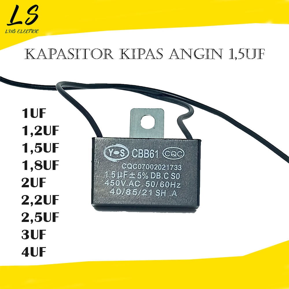 Kapasitor Kipas Angin Kotak (1,2uf/1,5uf/2,0uf/2,5uf/3,0uf/4uf/5uf)