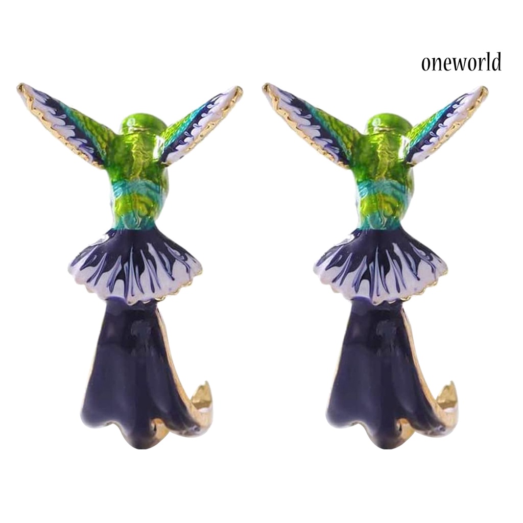 OW# 1 Pair Earring Hummingbird Pattern Versatile Alloy Drop Dangle Earrings for Women