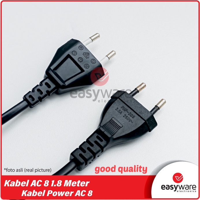 Kabel AC 8 1.8 Meter Kabel AC Power Kabel AC Cord 8 kualitas bagus