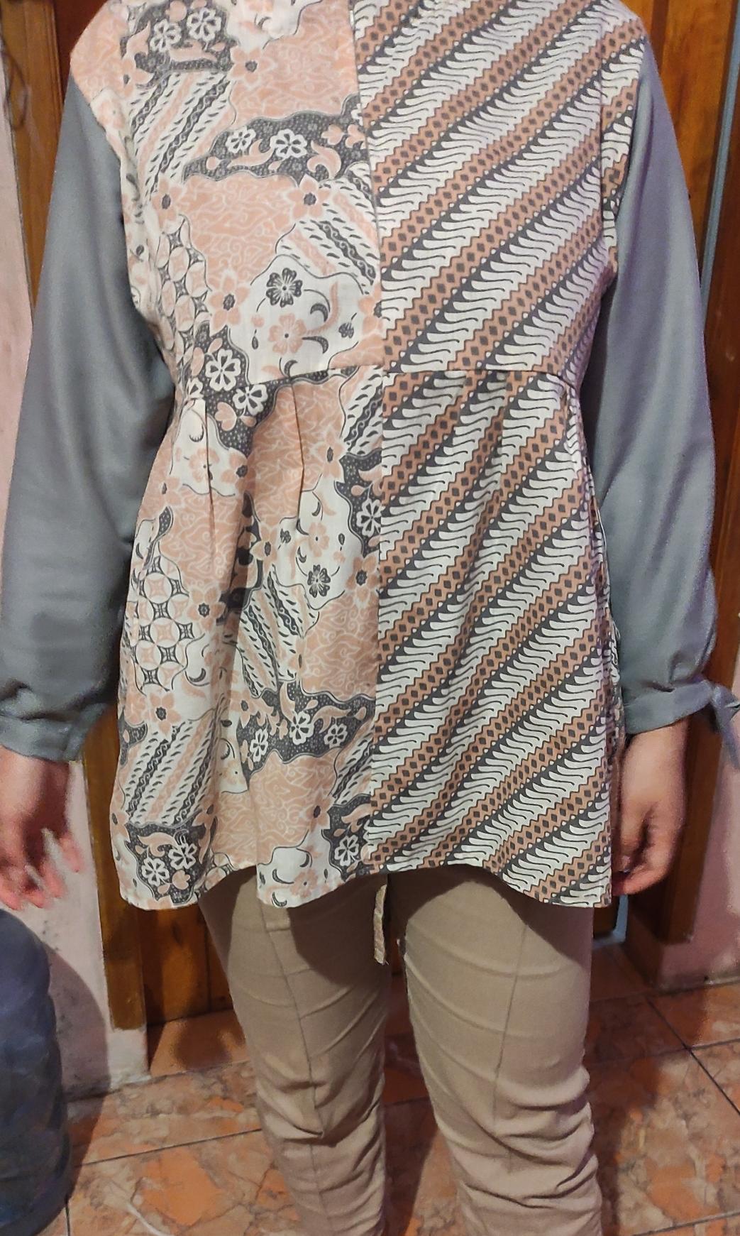 Tey-17 Batik Wanita Asj Sa Hrb026 Kenongo Kemeja Tosca Pendek