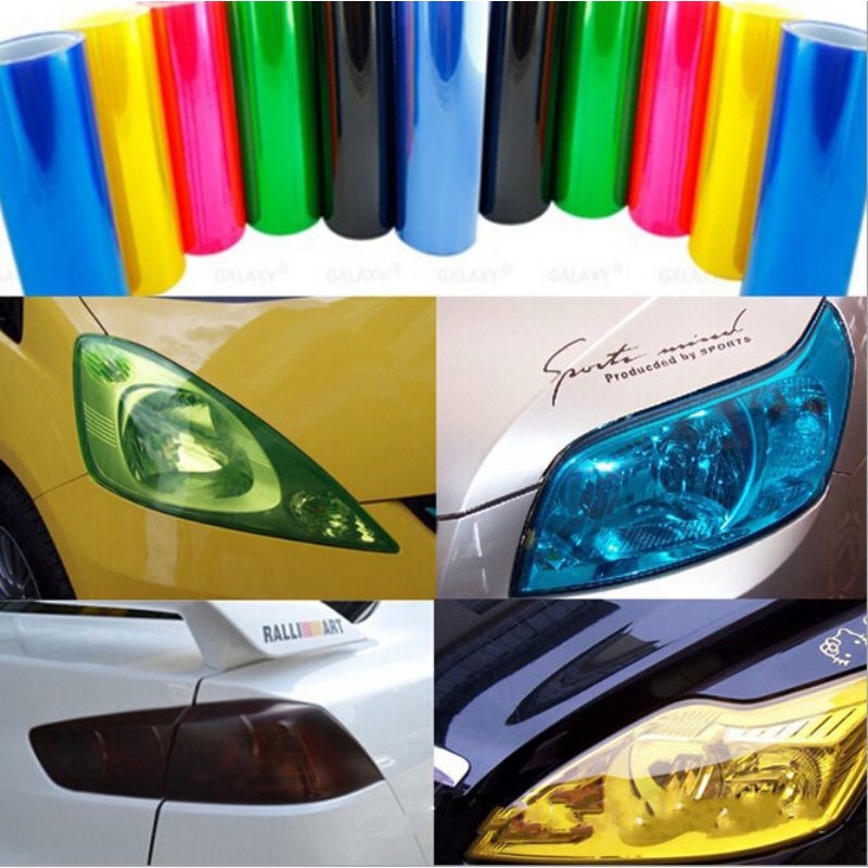 Film Kaca Lampu Mobil Motor Stiker Hybrid Warna Kaca Head Lamp Headlight Rem Stoprem Sticker 50 Cm X 30 Cm