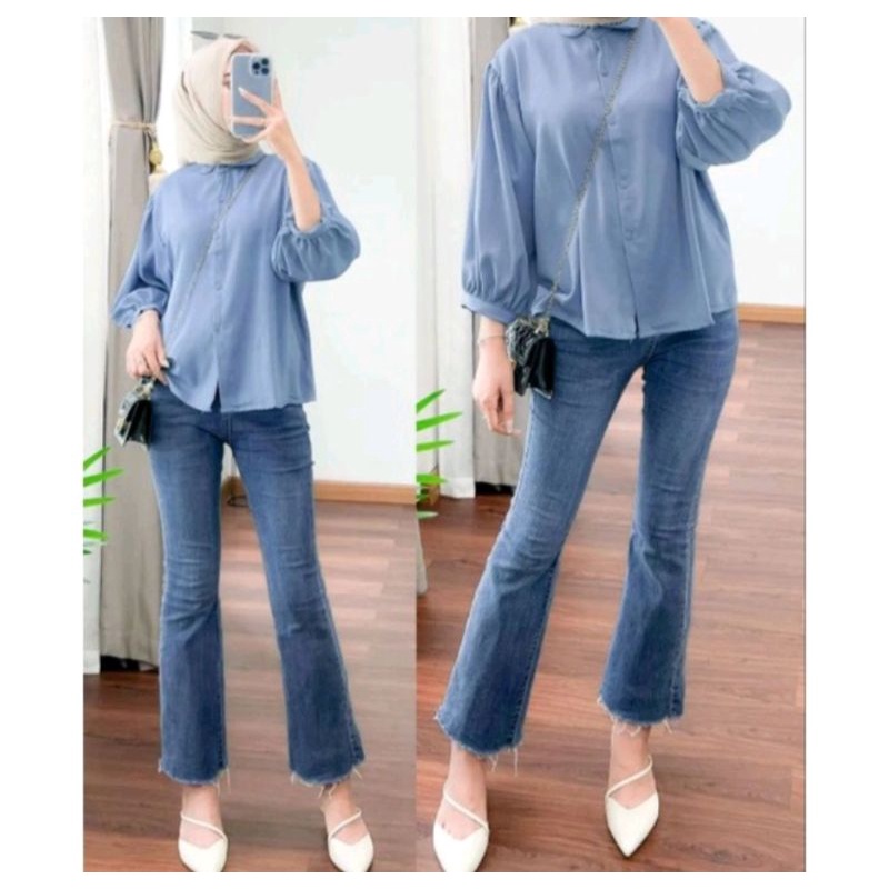 ELZE BLOUSE ATASAN WANITA OVERSIZE KEMEJA POLOS SYAKILA