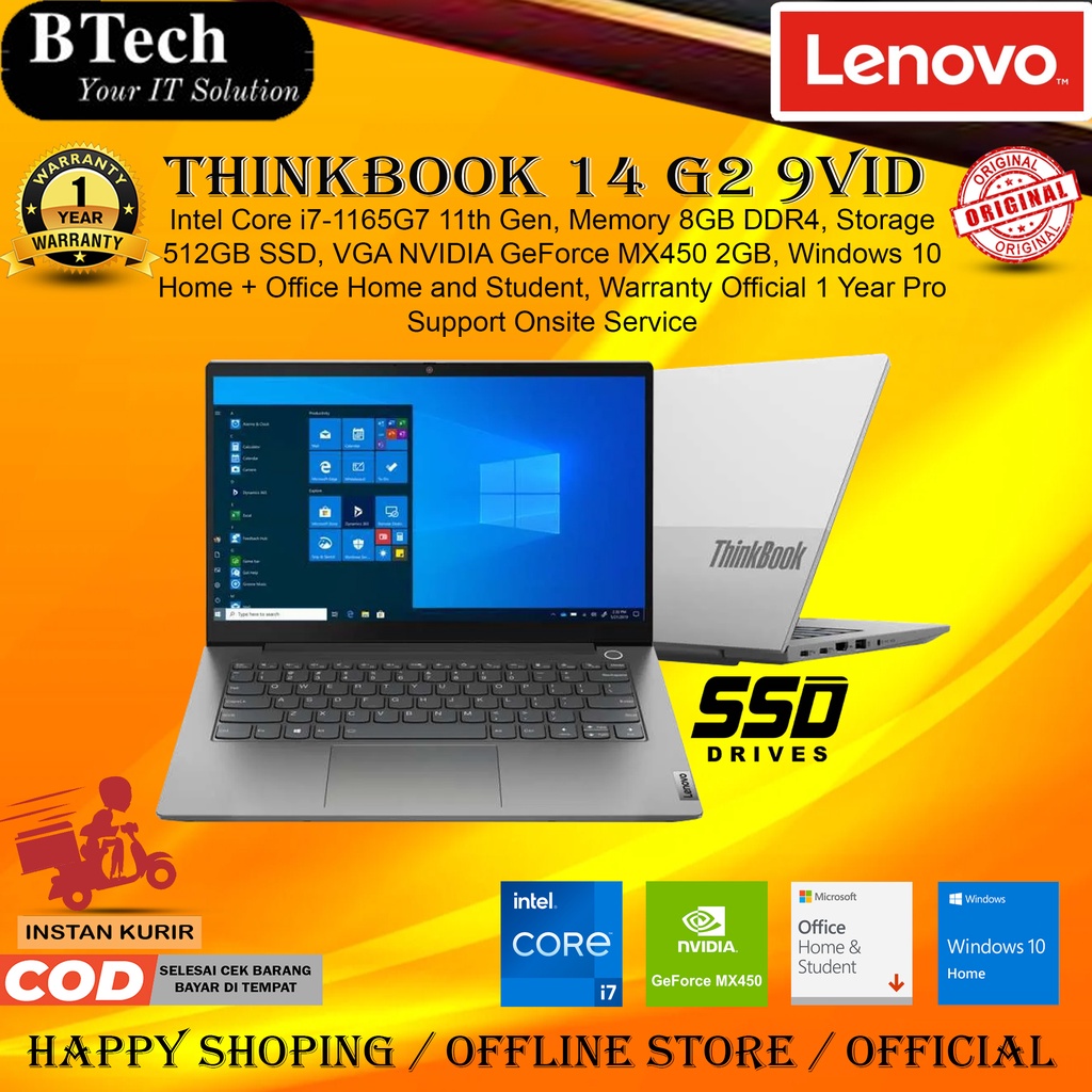 Lenovo Thinkbook 14 9VID i7-1165G7 8GB 512GB SSD W10H+OHS VGA 2GB