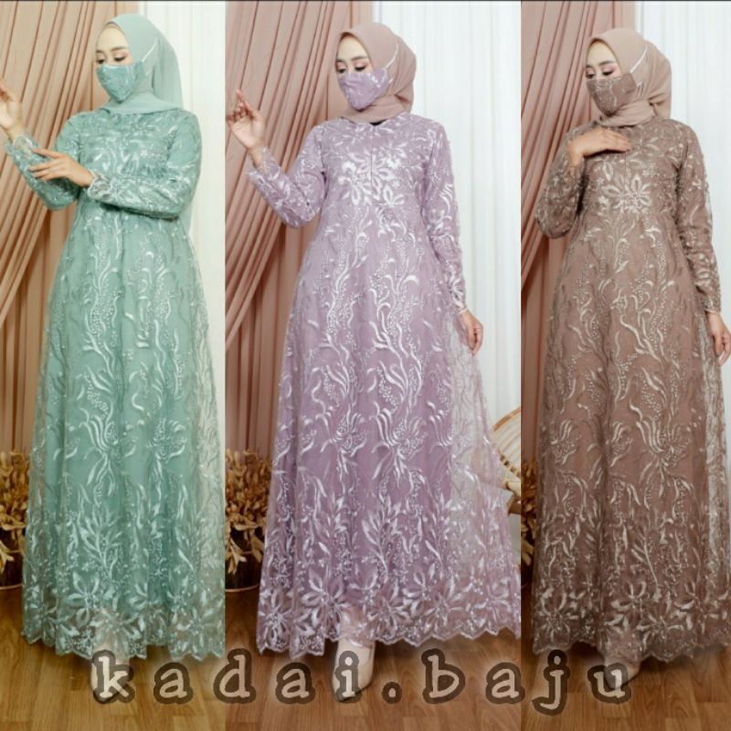 GAMIS TULLE BUSUI / GAMIS PESTA / GAMIS BRUKAT / KEBAYA MODERN / OUTFIT BAJU PESTA KEKINIAN / BALLI