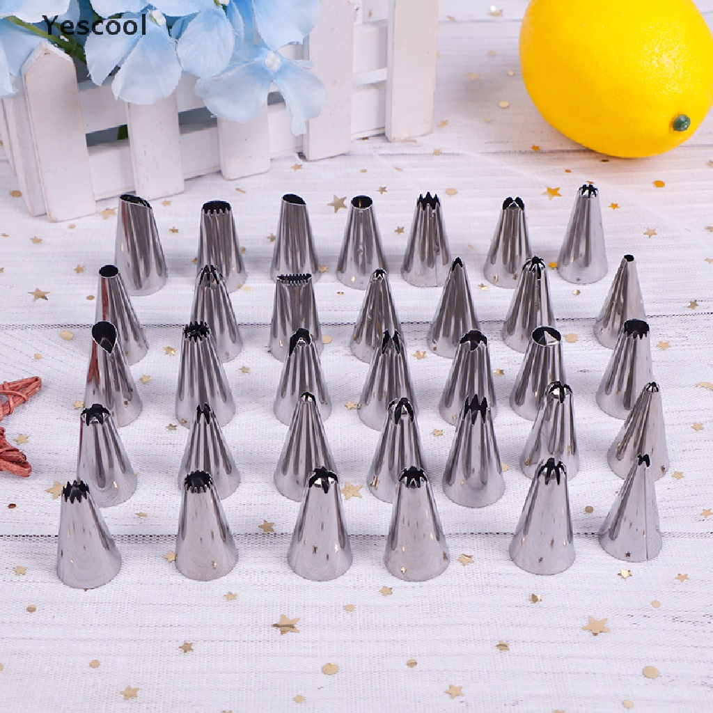 24 / 36 / 48pcs / Set Kotak Alat Nozzle Icing Piping Bahan Stainless Steel Untuk Dekorasi Kue