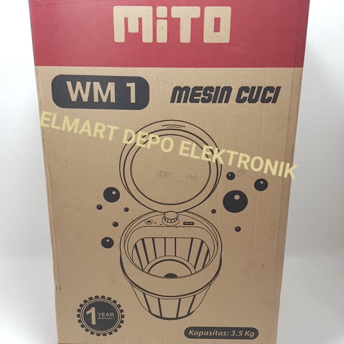 Mesin Cuci Mito Mini Portable 3.5 kg Mitochiba WM1 170 watt WM 1 kapasitas 3,5 kg Original