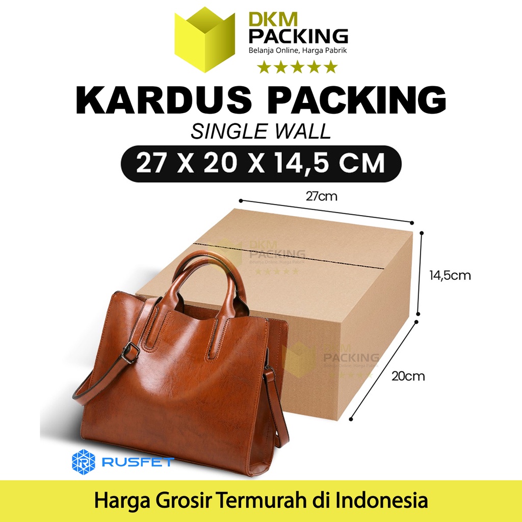 

KARDUS PACKING KARTON BOX 27x20x14,5cm DUS KOTAK PACKAGING POLOS TEBAL RUSFET TERMURAH