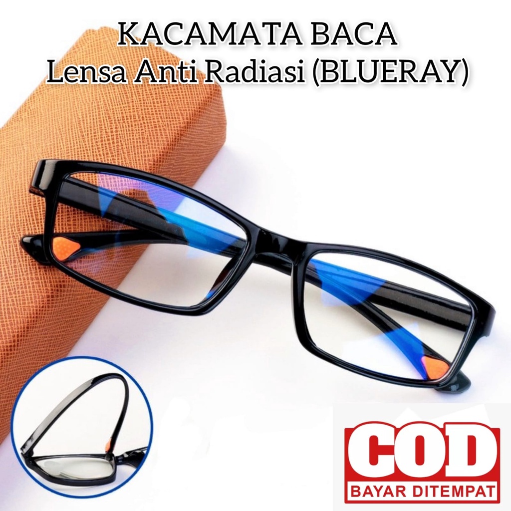 KACAMATA BACA PLUS LENSA Anti Radiasi (BLURAY) +1.00 s/d +3.00 Kacamata Pria Wanita Free BOX + LAP / COD/Terlaris