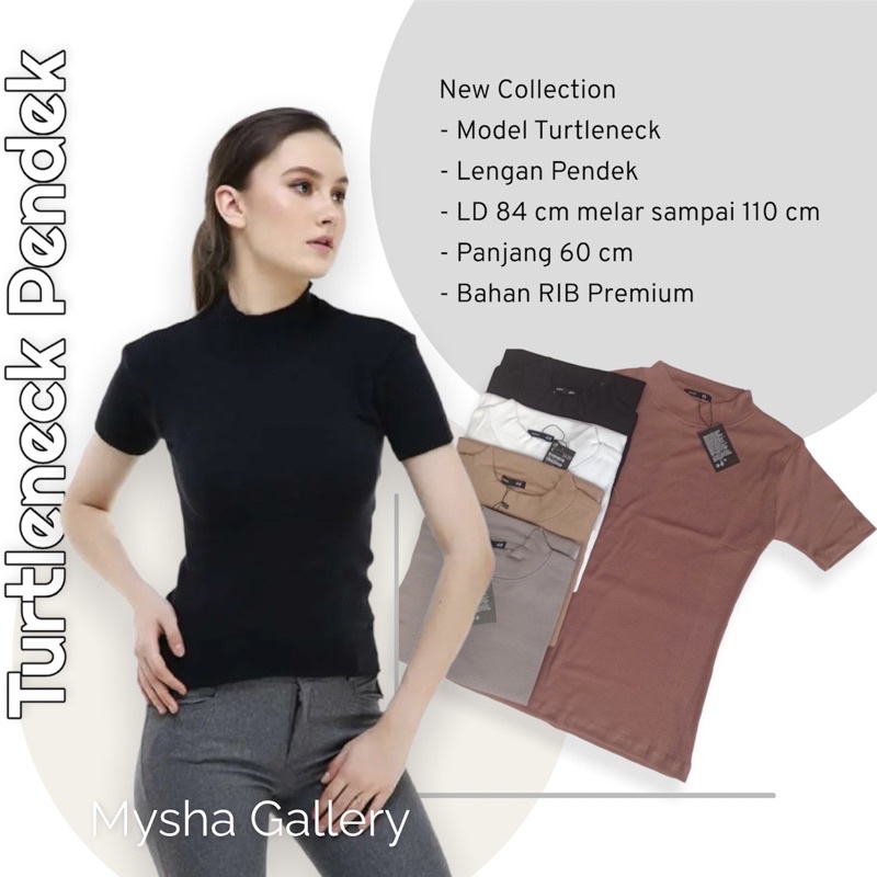 Turtleneck lengan pendek / Turtleneck pendek Wanita / Atasan Wanita Fashionable