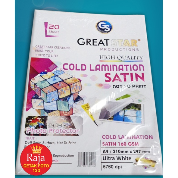 

LAMINASI DINGIN SATIN/COLD LAMINATION A4/20 lembar